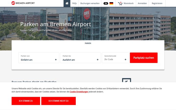 Screenshot of booking-bremen-airport.com
