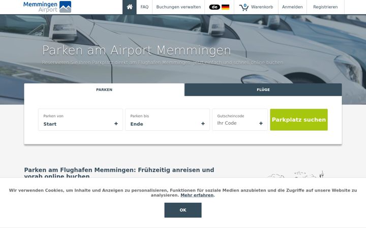 Screenshot of booking-memmingen-airport.de