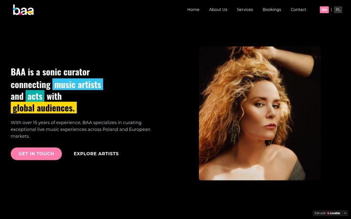 Zrzut ekranu bookingartistagency.com