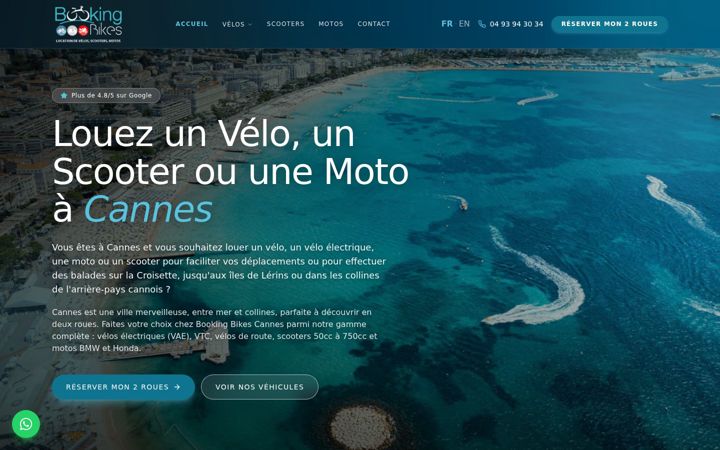 Screenshot of bookingbikescannes.com