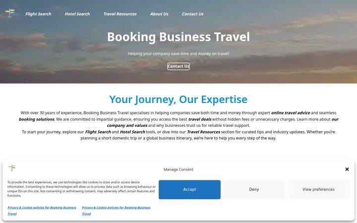Screenshot of bookingbusinesstravel.com