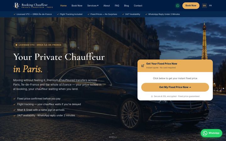 Screenshot of bookingchauffeur.fr
