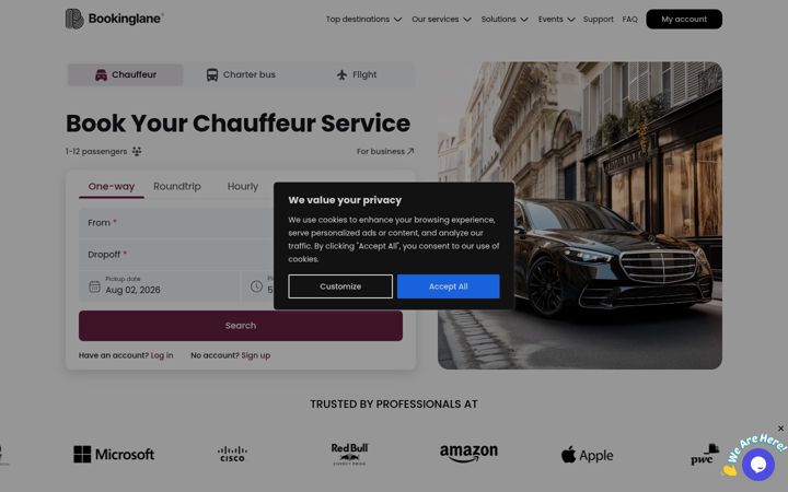 Screenshot of bookinglane.com