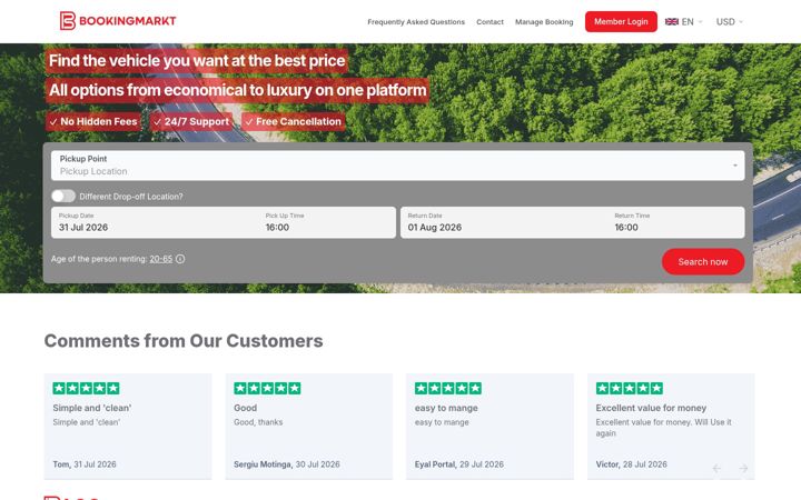 Screenshot of bookingmarkt.com