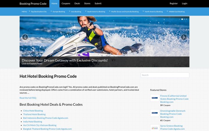 Screenshot of bookingpromocode.com