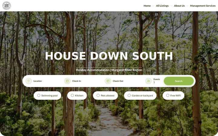 Screenshot of bookingshousedownsouth.com.au