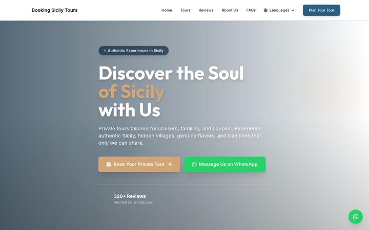 Screenshot of bookingsicilytours.com