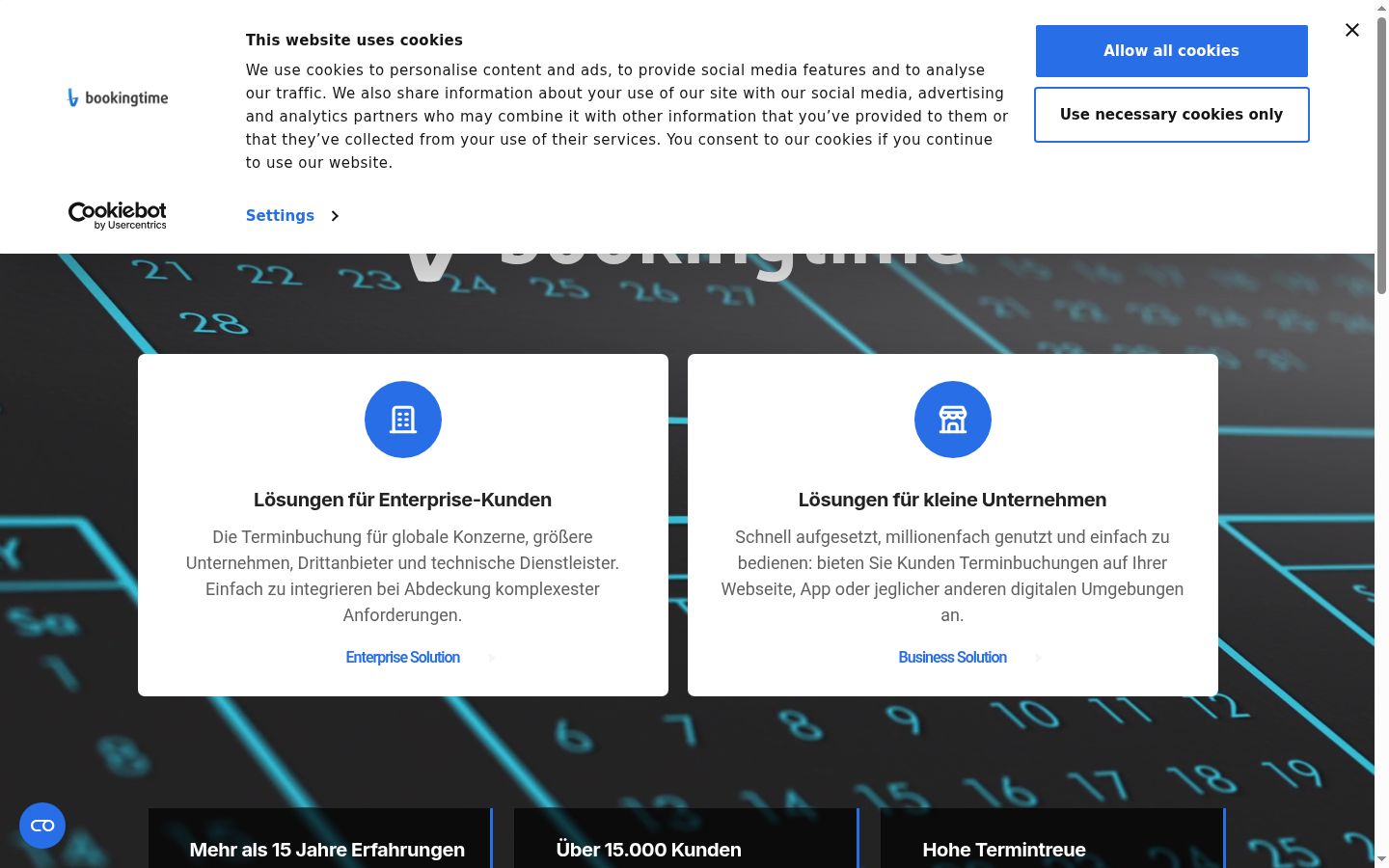 Screenshot of the consent banner shown before any interaction