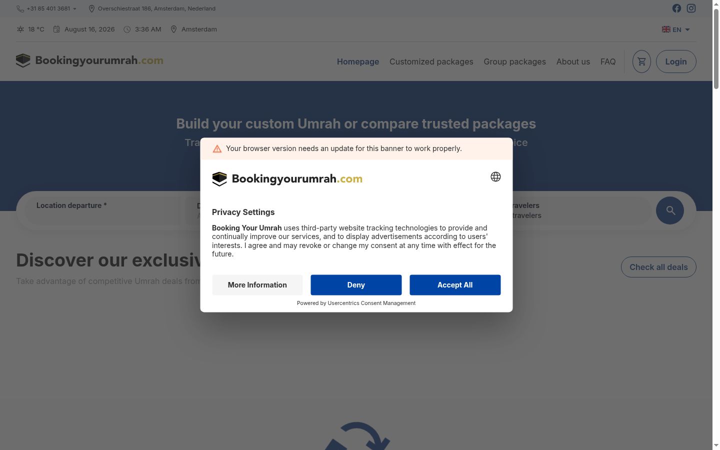 Sutikimo reklamjuostės, rodytos prieš bet kokią sąveiką, ekrano kopija