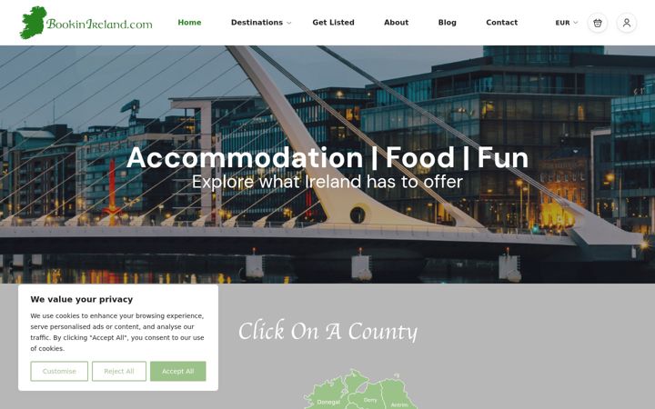 Ekrano kopija bookinireland.com