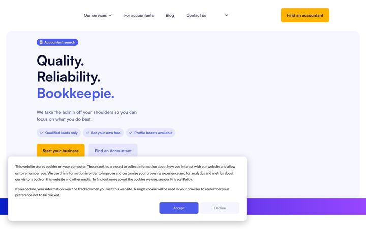 Screenshot of bookkeepie.ie