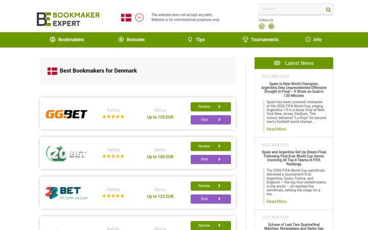 Screenshot of bookmaker-expert.com