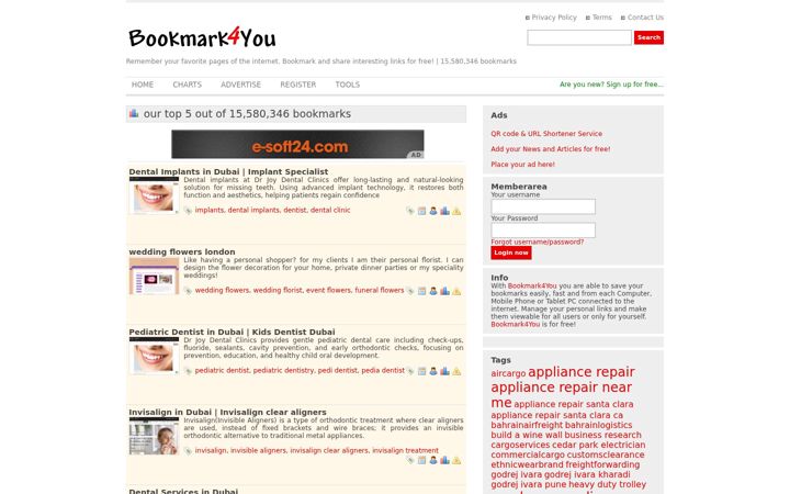 Screenshot of bookmark4you.com