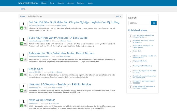 Screenshot of bookmarkcolumn.com