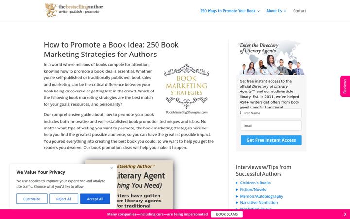 Екранна снимка на bookmarketingstrategies.com