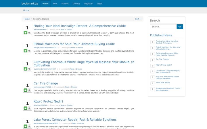 Screenshot of bookmarkize.com