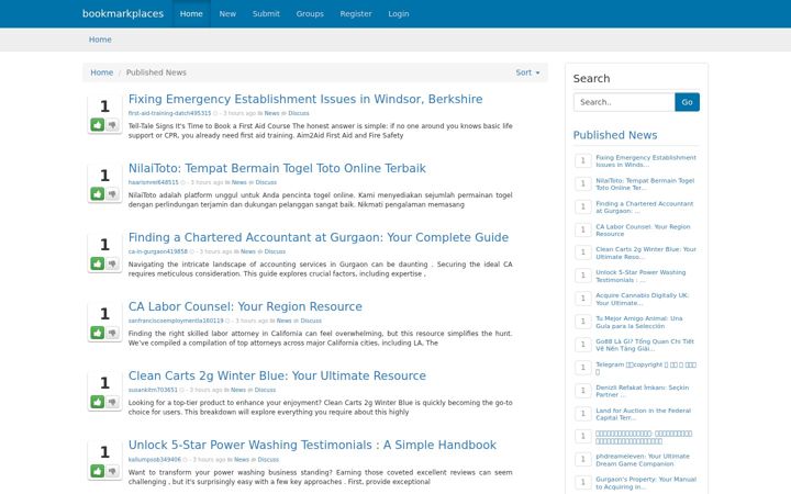 Screenshot of bookmarkplaces.com