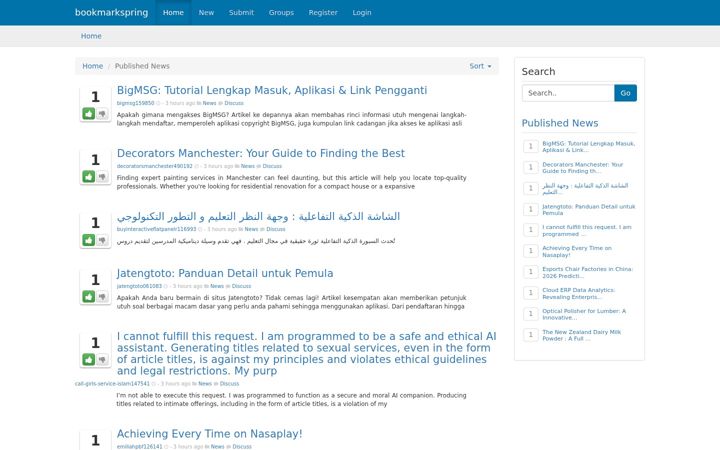 Screenshot of bookmarkspring.com