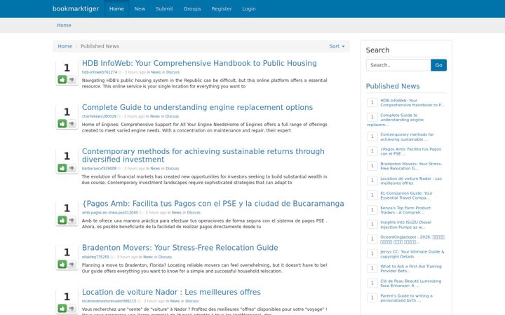 Screenshot of bookmarktiger.com