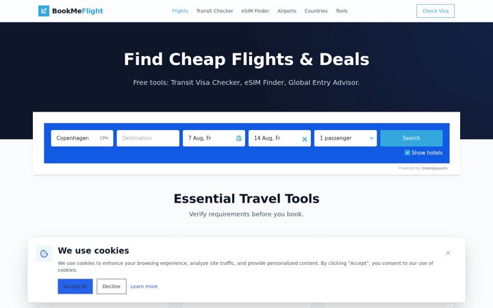 Screenshot of bookmeflight.com