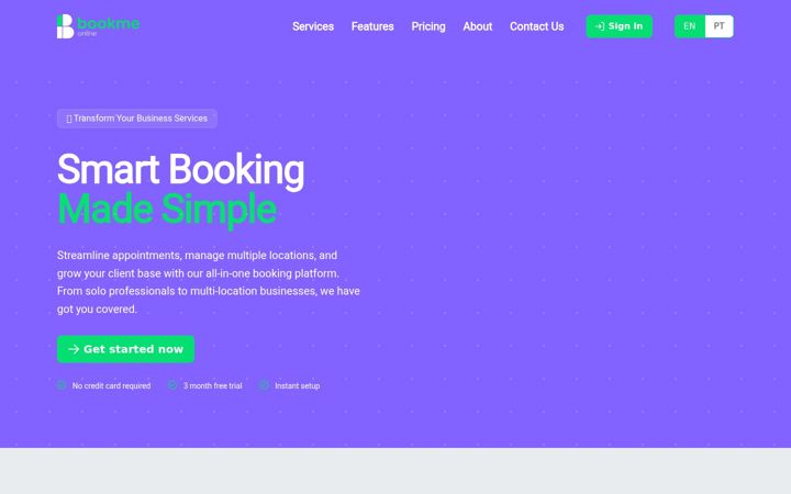 Screenshot of bookmeonline.app