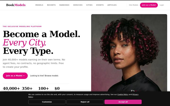 Screenshot of bookmodels.com