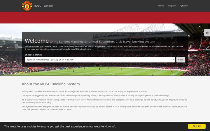 Screenshot of bookmufc.com