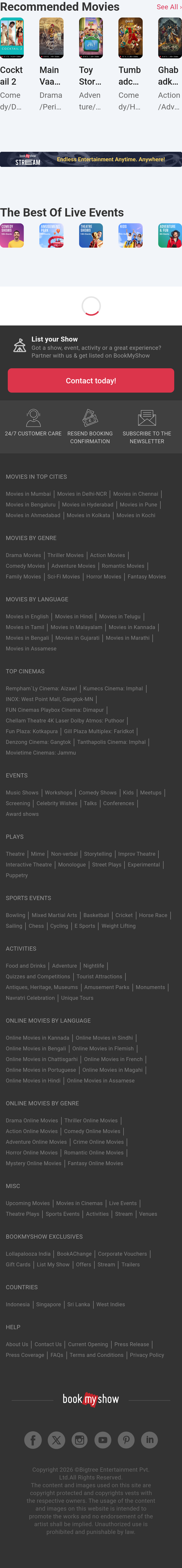 Mobile screenshot of bookmyshow.com