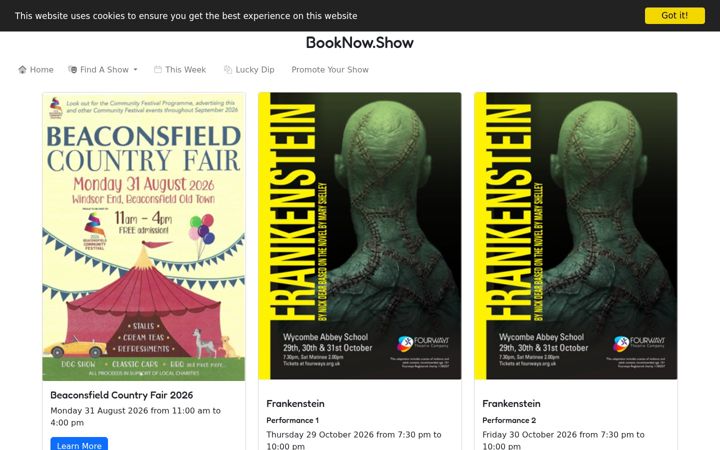 Screenshot of booknow.show