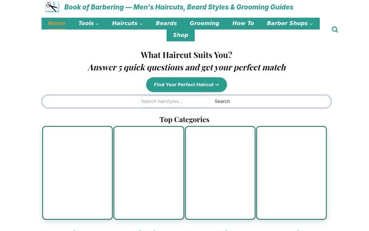 Screenshot stránky bookofbarbering.com