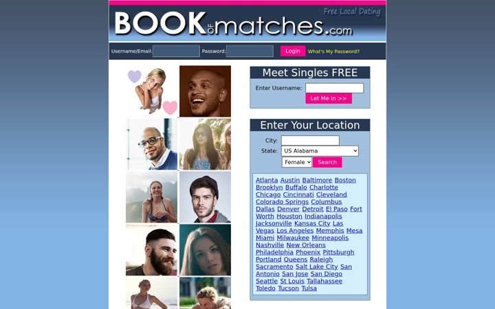 Screenshot of bookofmatches.com