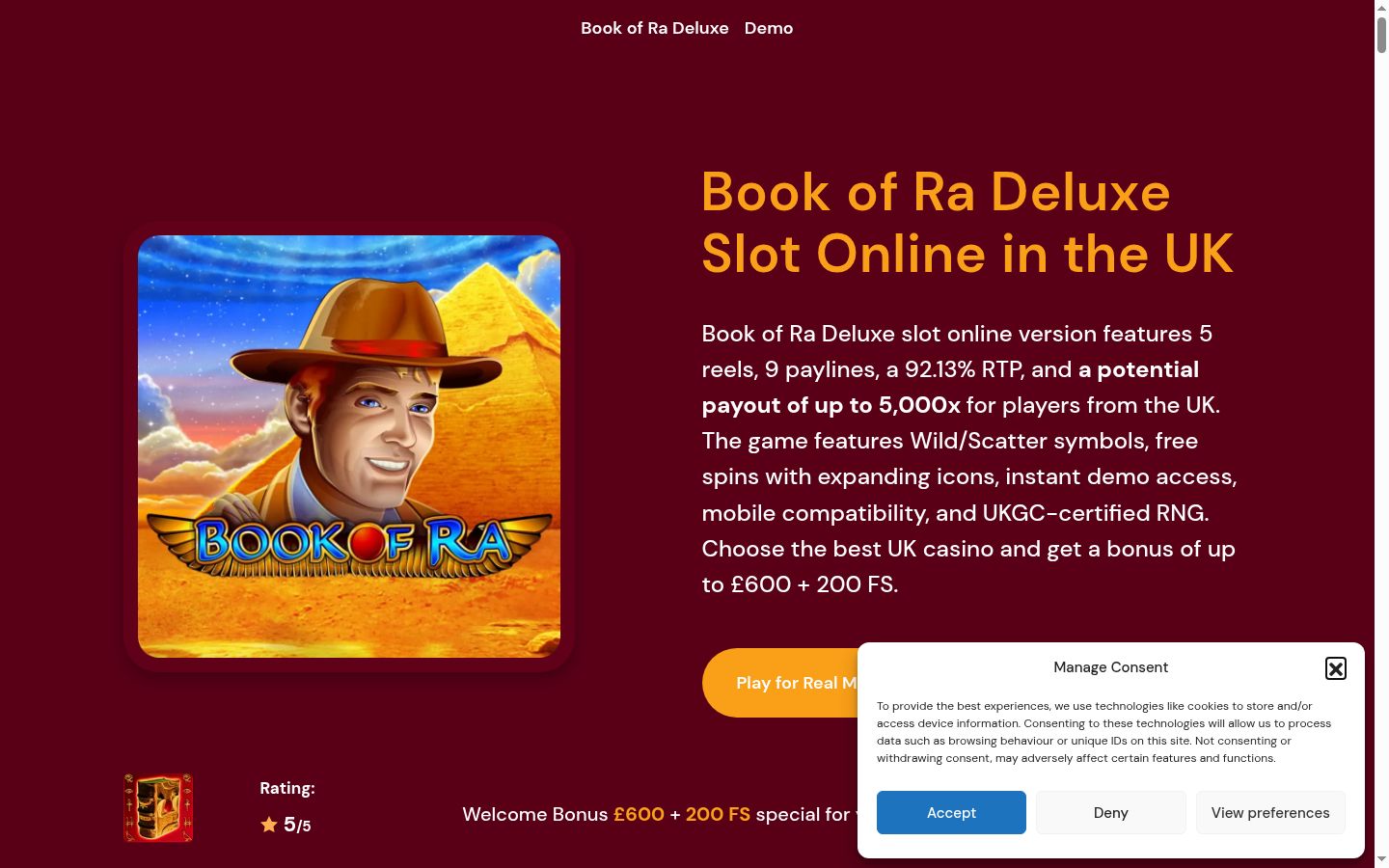 Screenshot of the consent banner shown before any interaction