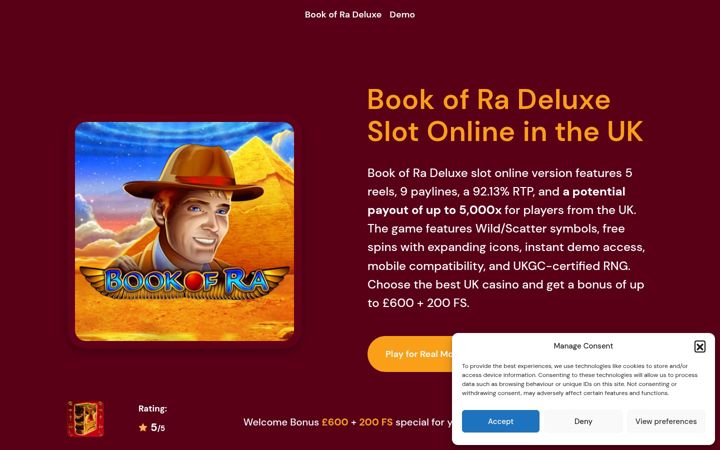 Screenshot of bookofra.uk