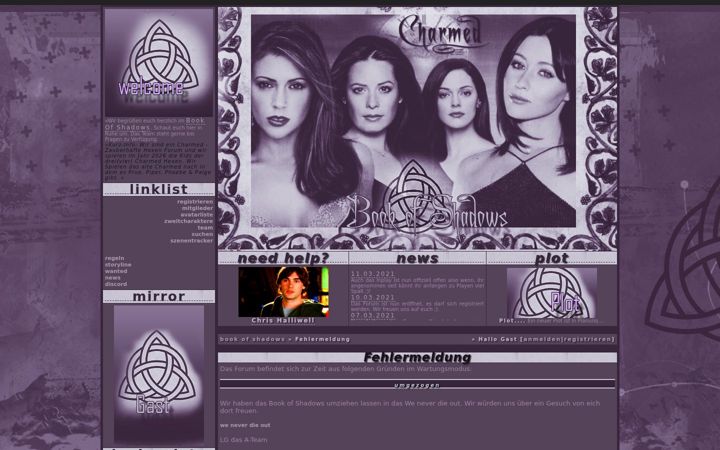 Screenshot of bookofshadows.de