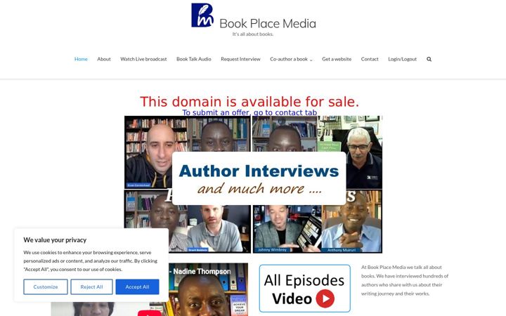 Screenshot of bookplacemedia.com