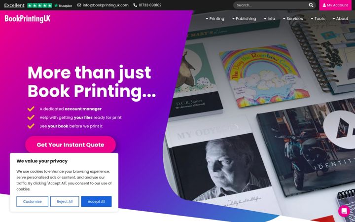Screenshot stránky bookprintinguk.com