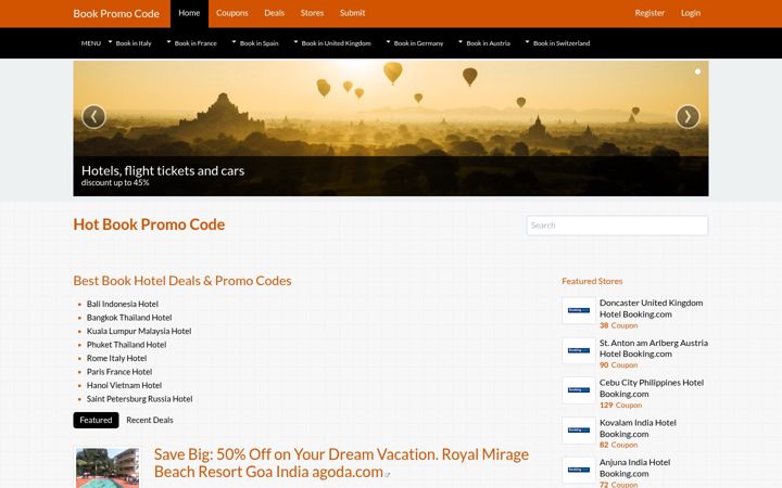 Capture d'écran de bookpromocode.com