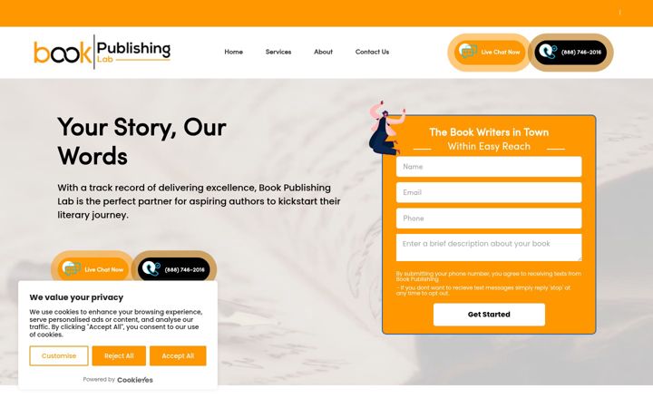 Screenshot of bookpublishinglab.com
