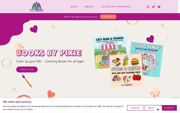 Screenshot stránky booksbypixie.com