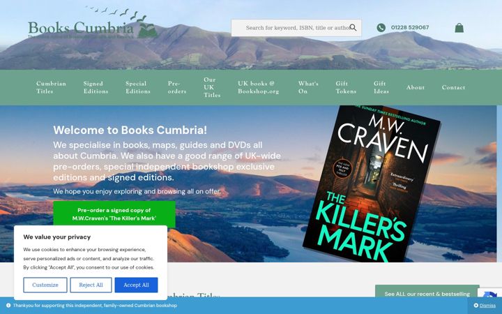 Екранна снимка на bookscumbria.com