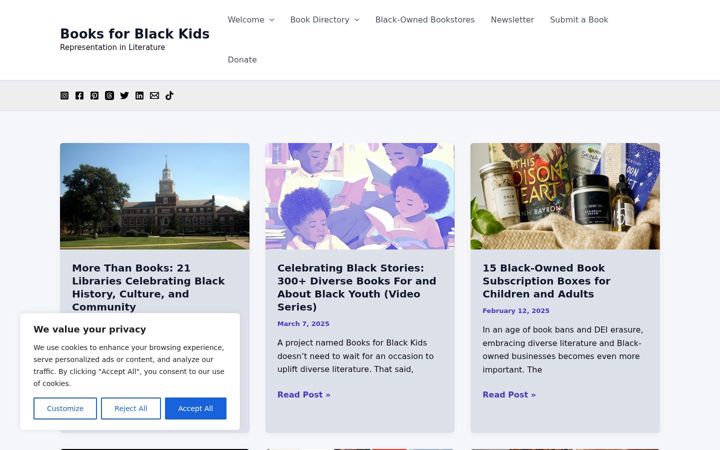 Screenshot of booksforblackkids.com