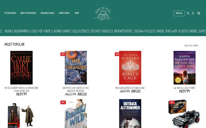 Screenshot of booksnpieces.com.au