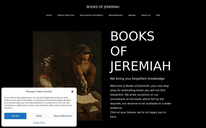 Screenshot of booksofjeremiah.com