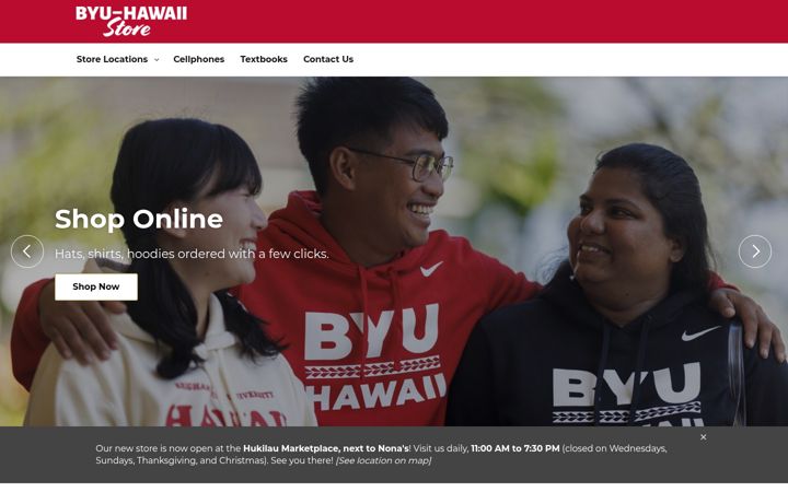 Screenshot of bookstore.byuh.edu