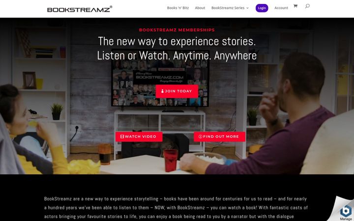 Screenshot stránky bookstreamz.com