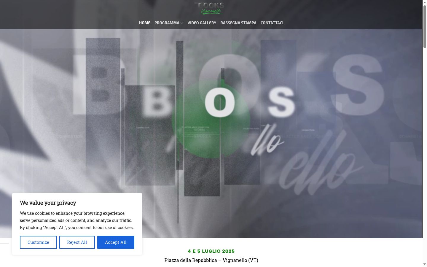 Screenshot del banner di consenso mostrato prima di qualsiasi interazione