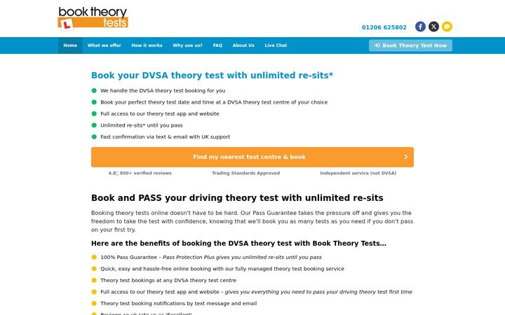Screenshot of booktheorytests.co.uk