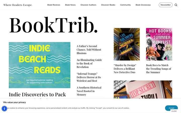 Captură de ecran a booktrib.com