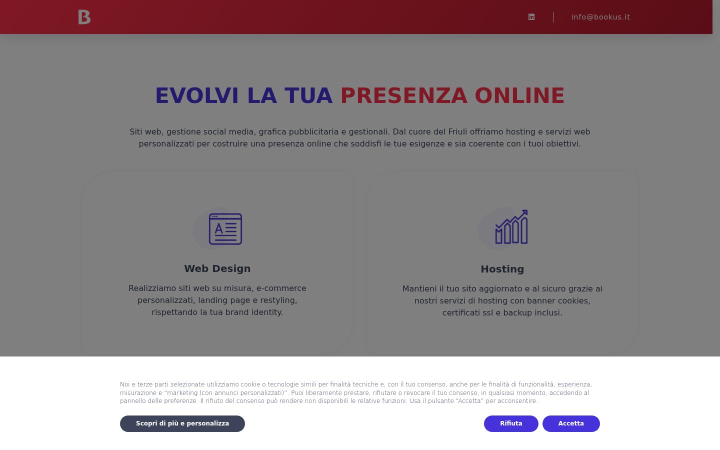 Screenshot del banner di consenso mostrato prima di qualsiasi interazione