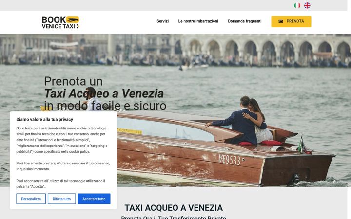 Screenshot stránky bookvenicetaxi.com
